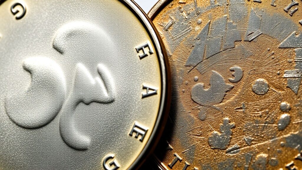 Proof and circulation strike coins comparison