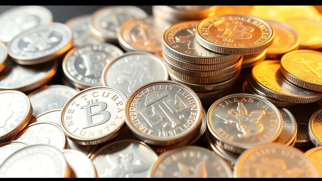 Pile of shiny silver coins