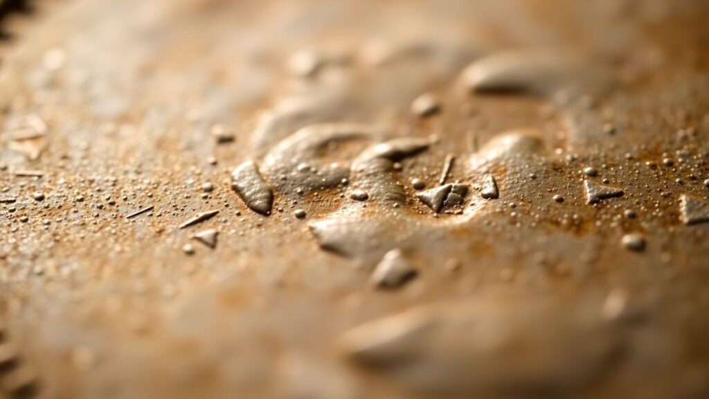 Close-up of a rare coin's detailed surface.