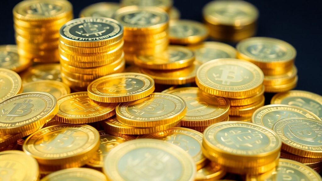 Pile of shiny gold coins