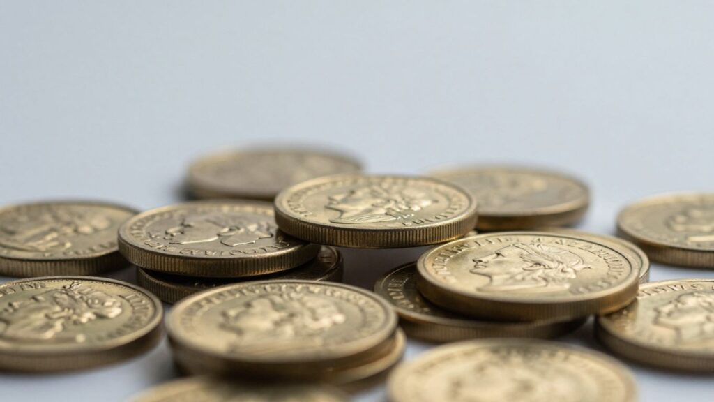Gold Britannia coins stacked and gleaming