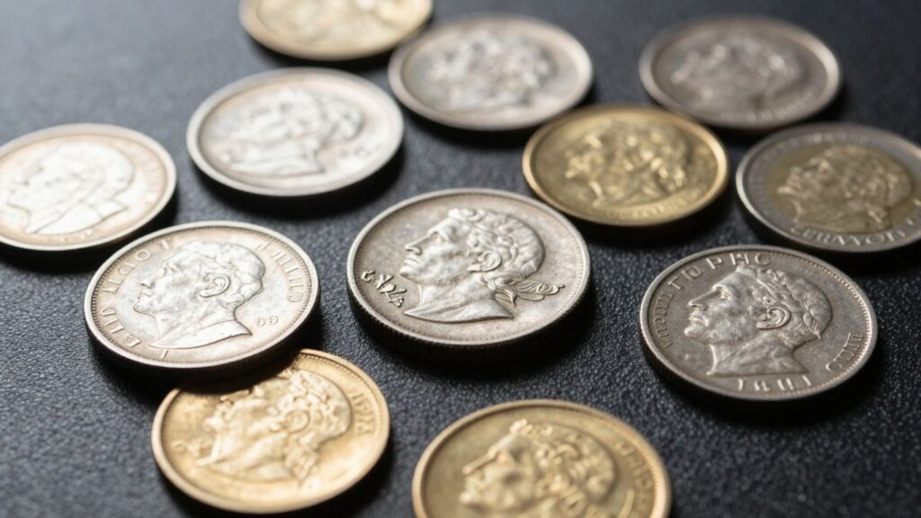 Collection of valuable coins for sale.