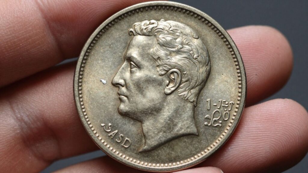 Close-up of a valuable doubled die coin.