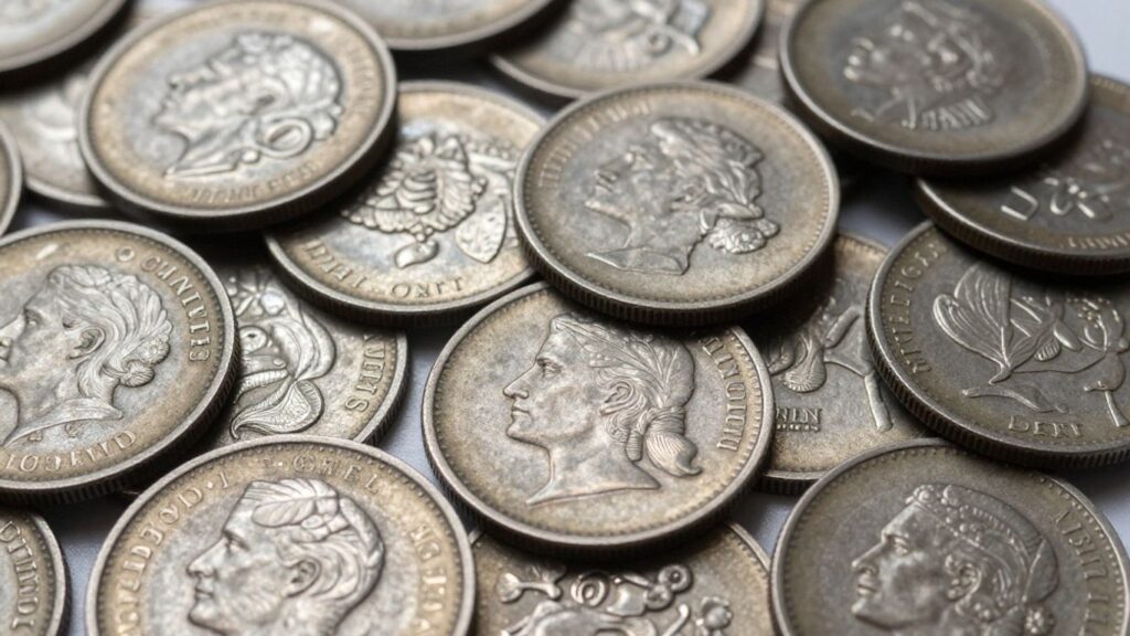 Pile of silver coins
