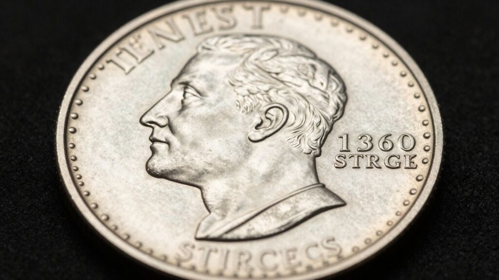 Close-up of a business strike coin