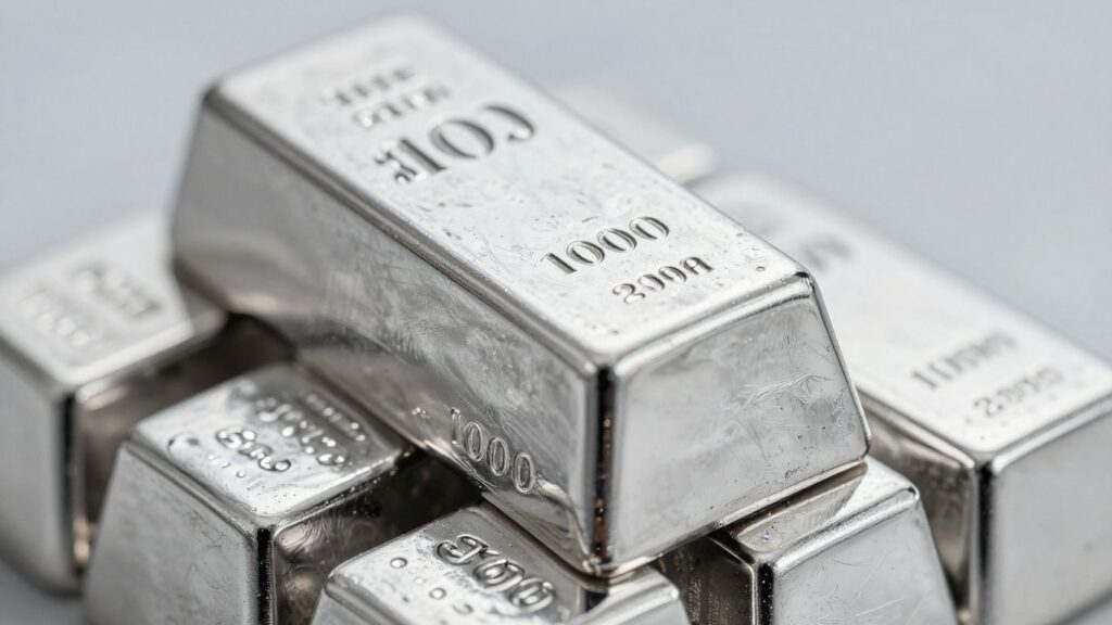 Stack of shiny silver bars