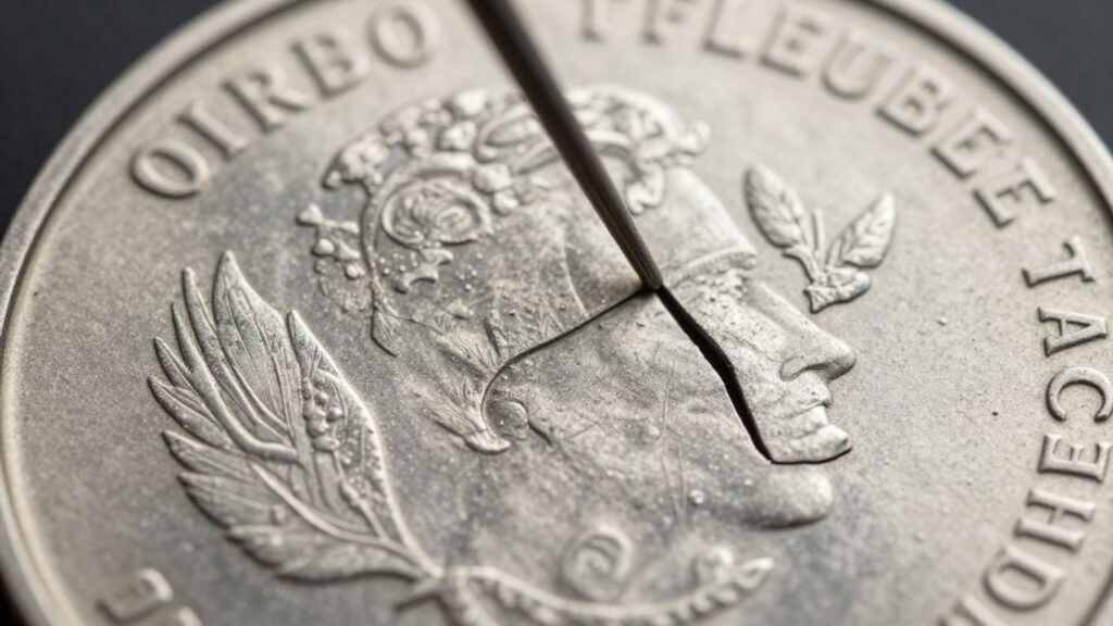 Silver coin scratch test close-up