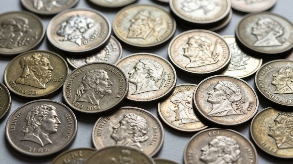 Collection of old and new coins