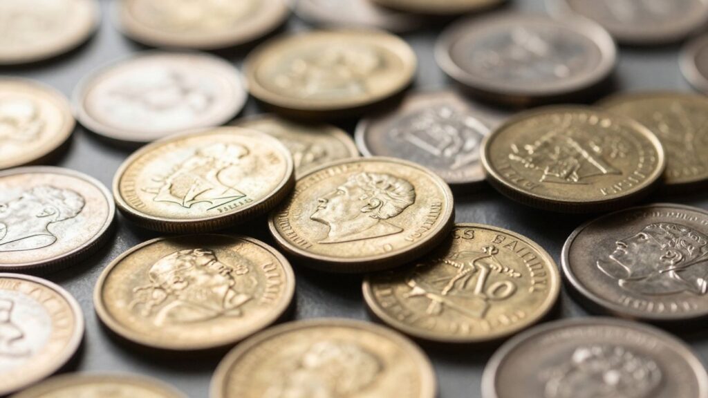 Collection of valuable coins for appraisal and sale.