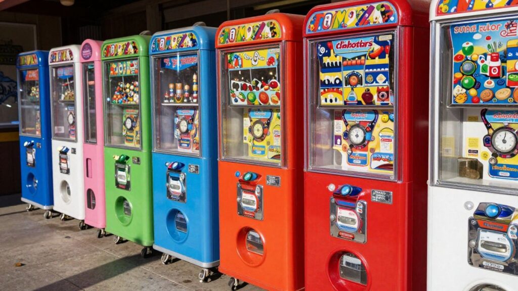 Colorful coin-operated machines in San Antonio.
