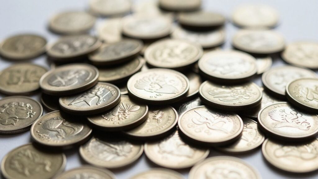 Pile of assorted coins