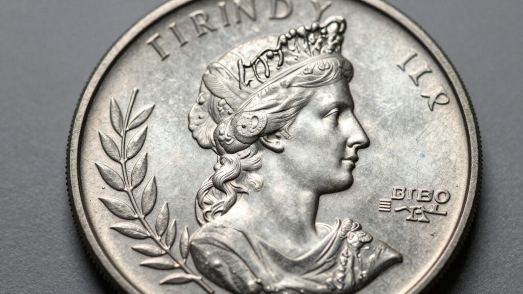Close-up of a Mercury dime coin.