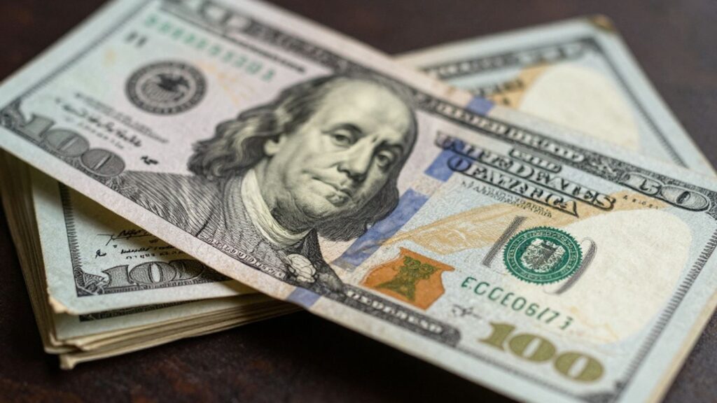 Stack of old paper money with intricate designs.
