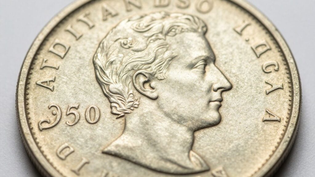 Close-up of a very fine coin with visible details.