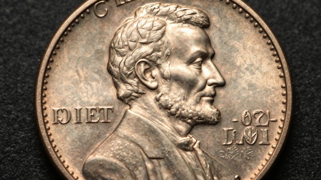 Close-up of a Lincoln wheat penny coin.
