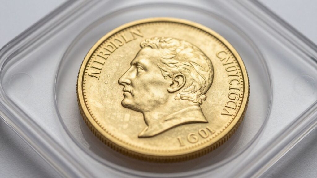 Secure gold coin in protective case